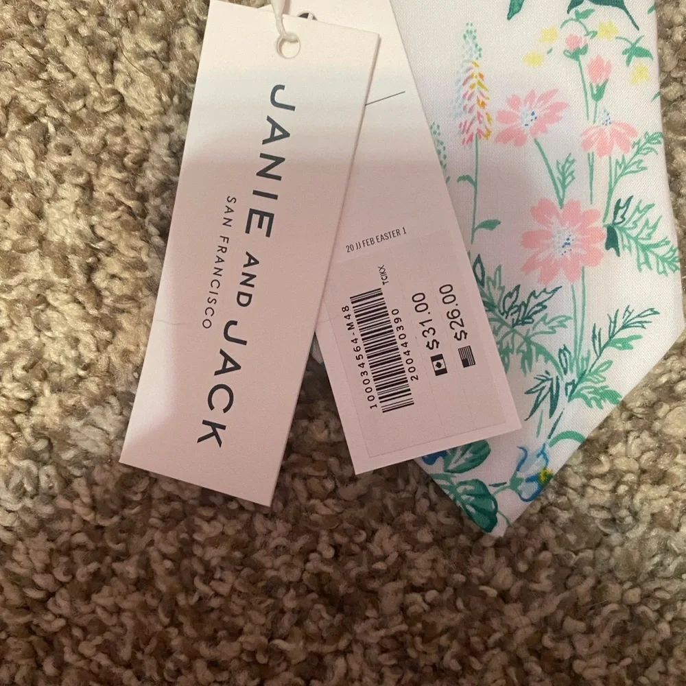 Janie and Jack Kids Tie with Floral Pattern - Pink and Green